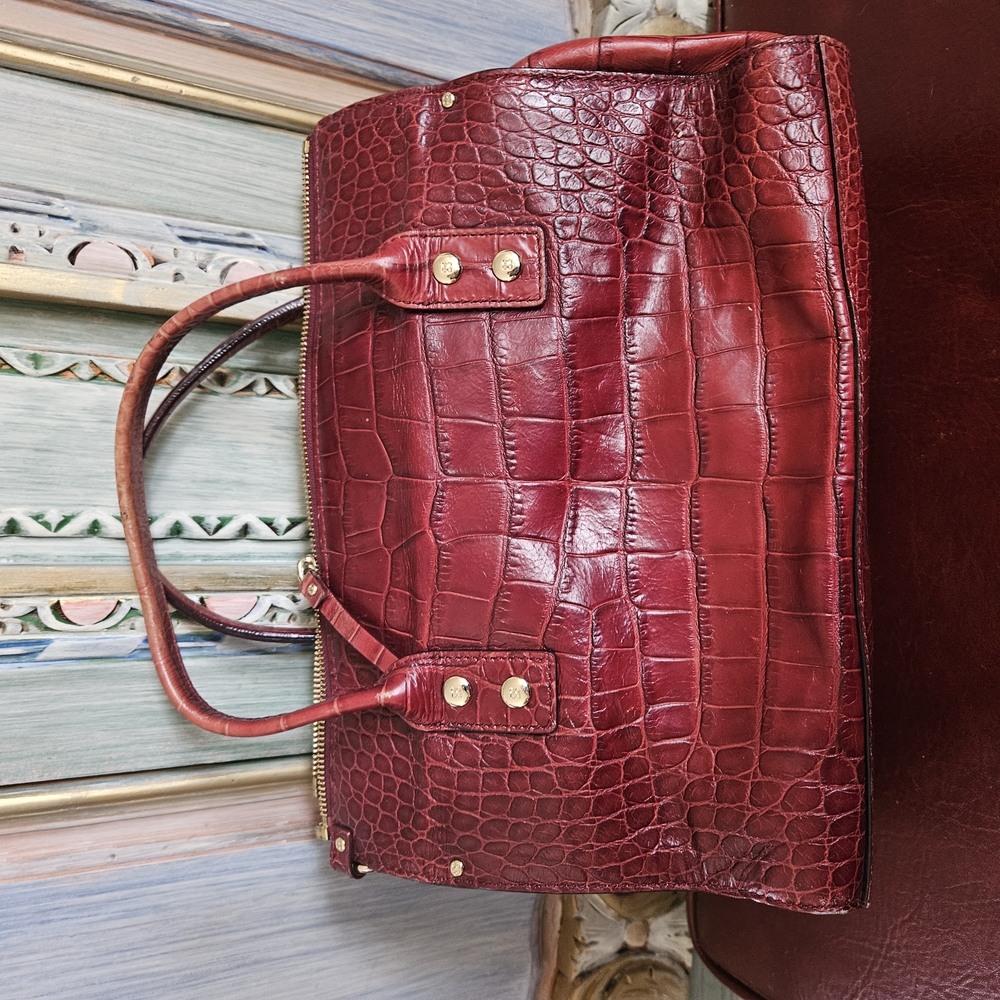 Kate Spade Red Croc-Embossed Tote Bag